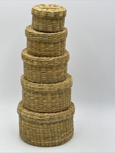 Vintage set woven straw - 5,