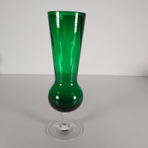 Tall green glass vase twisted - tall, vase,