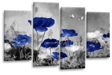 Floral Wall Art Blue Living