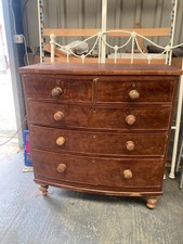 Vintage Antique Large Brown Wooden Chest of 5 Drawers