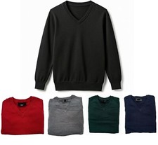 Boys NEXT V Neck School Jumper Black Navy Grey Red Green Cotton Rich Knitted NEW