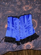 Blue Lace Detailed Vollers Satin Corset - 34" - Great Condition