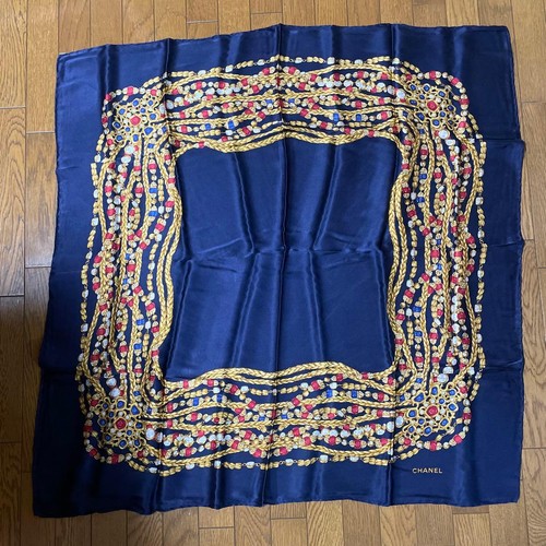 Chanel navy silk scarf - silk,
