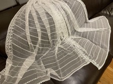 Women White Embroidered Sequins Duppatta/shawl  Pure Chiffon Silk High Quality