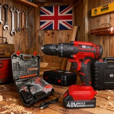 48V Cordless Hammer Drill Set with 2 Batteries, Impact Driver & Screwdriver