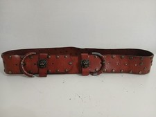VINTAGE Y2K DIESEL double Buckle Belt Lion Heads Studded Brass