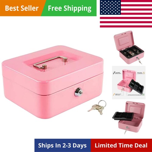 Locking steel medium cash box - locking,