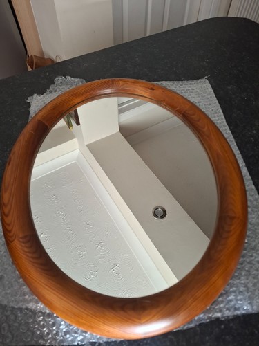 Oval mirror wood surround - mirror,