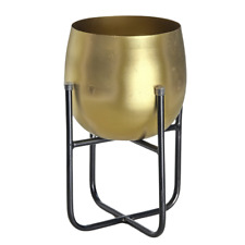 Versatile Metal Table Top Planter With Gold Plant Pot
