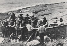 Kilda islanders mending - st, a