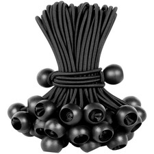 HEAVY DUTY 4"-10" ELASTIC BLACK BALL BUNGEES Tarp/Tent Shock Cord Loop Tie Downs