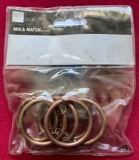 B&Q SELECT 6 METAL RINGS FOR 28MM DIAMETER POLES BRONZE EFFECT BRAND NEW