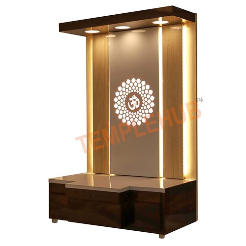 Wooden temple with led - with,