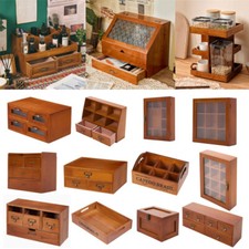 Vintage Wooden Small Cabinet Storage Box Desktop Organizer Unit Display Shelving