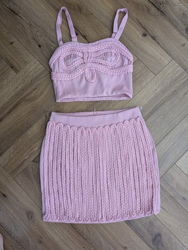 Pink crochet rope two - rope, two-piece