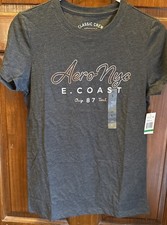 Aeropostale Womens Aero NYC Logo Classic Crew, Charhtrgry, Size L, NWT