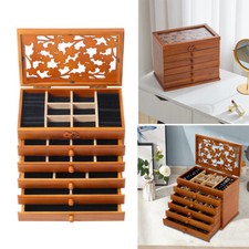 6 Layer Large Jewellery Box Vintage Wooden Storage Drawer Cabinet Case Organizer
