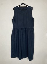 Toast Navy Cotton Linen Blend Classic Sleeveless Midi Dress UK 16 *FAULT*