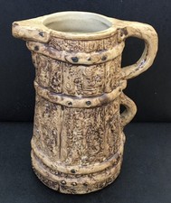 A VINTAGE HILLSTONIA JUG / EWER / PITCHER, BARK DESIGN MORIA POTTERY 1960’s