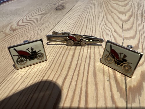 Vintage car cufflinks tie - car,