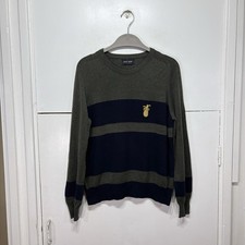 Sophie Hulme Jumper Green Navy Pineapple Wool Blend Crop Women’s Size Medium 