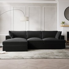 Grey Velvet L Shaped Sofa 3