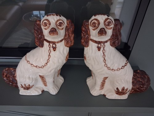 Pair vintage ceramic spaniel - vintage,