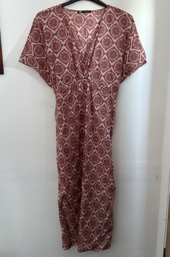 Zara pink neck - v-neck, maxi-dress
