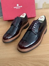 Grenson Burgundy Leather Mens Commando Sole Brogue Shoe Uk 8