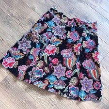 Oilily Womens Velvet Floral A Line Skirt Flare Cotton Blend 40 Large 12 Gorgeous