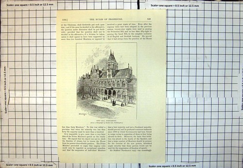 Old print town hall - print,