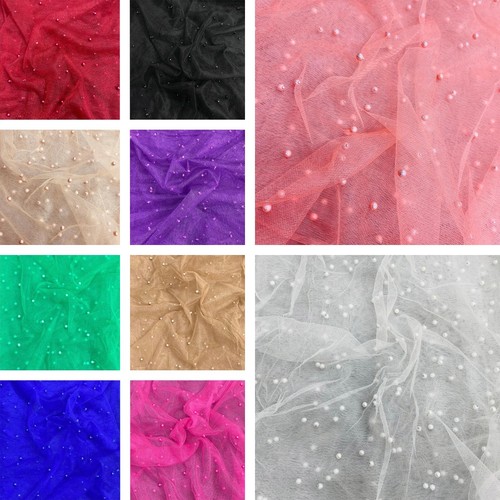 Luxurious beads mesh fabric - luxurious, on