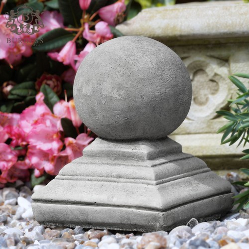 Stepped stone ball finials - stone,