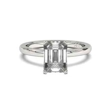 1.50 Carats Emerald Cut Lab Grown Diamond Solitaire Ring in 14k White Gold