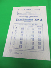 Italian Lambretta GP/DL 200 cc Orig. Italian Dealer Lambretta Price Sheet