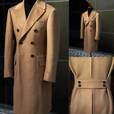 Camel Winter Men Wool Long Overcoat Double-breasted Outdoor Cashmere Men Jackets