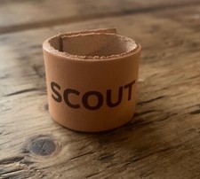 LEATHER SCOUT WOGGLE - SCOUT UK NAME WOGGLE (Choice of Colours )