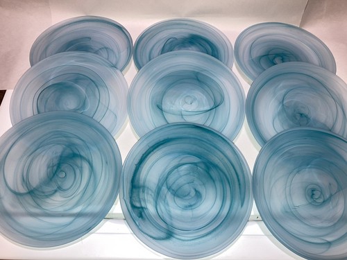 Set aqua swirl art - of, glass