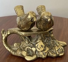 Vintage Solid Brass Pair of Birds on a Solid Brass Branch Ornament 