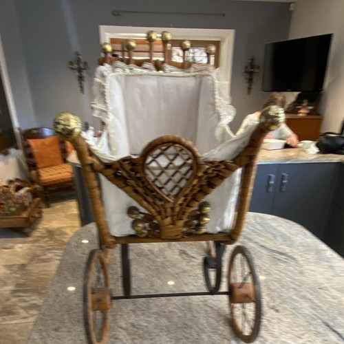 Vintage wicker doll pram - doll,