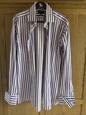 Duchamp London Men's Long Sleeve Shirt, Size 17’ Tailored Fit Purple Stripe Used