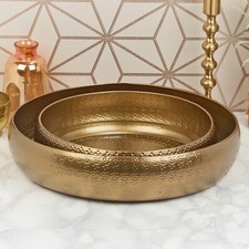 2 x Metal Gold Bowl Set w/