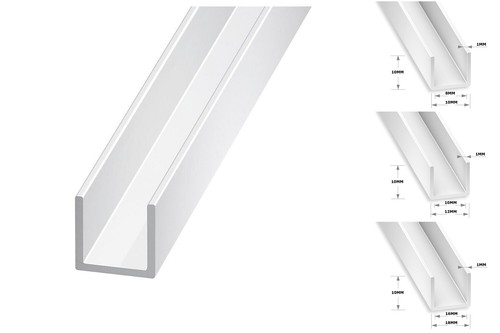 White pvc square profile - u,