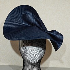 navy blue straw fascinator
