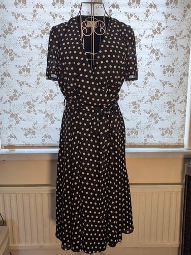 1940 black polka dot - black, wrap