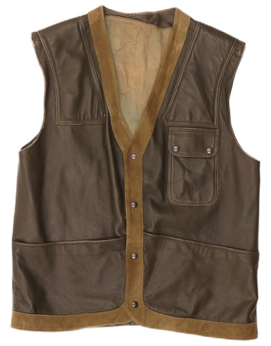 Vintage mens leather gilet - vintage,