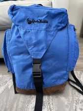 Gander Mountain Vintage Nylon/ Leather  Backpack Rucksack Bag Blue/Brown