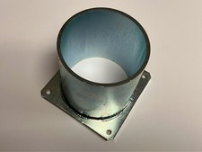 Spiggot Tube Plate Heavy Duty BZP Steel 89mm Square 76mm Dia 79mm Long 3mm Thick