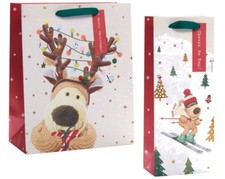 CHRISTMAS GIFT BAG or BOTTLE BAG Unisex Kids Boofle Design Xmas Gift Present Dog