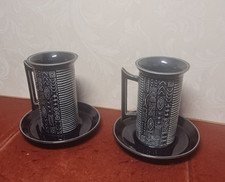 Portmeirion cypher Blue Coffee Cup and Saucer x 2